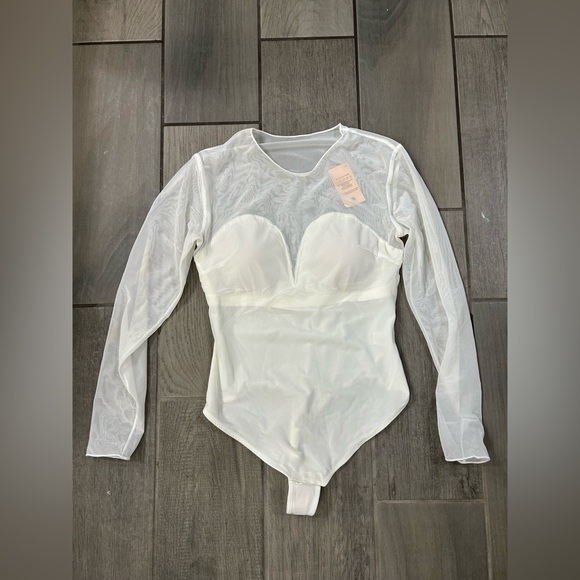 Popilush Shapewear Illusion Mesh Long Sleeve Tummy Control Bodysuit - Picture 7 of 10